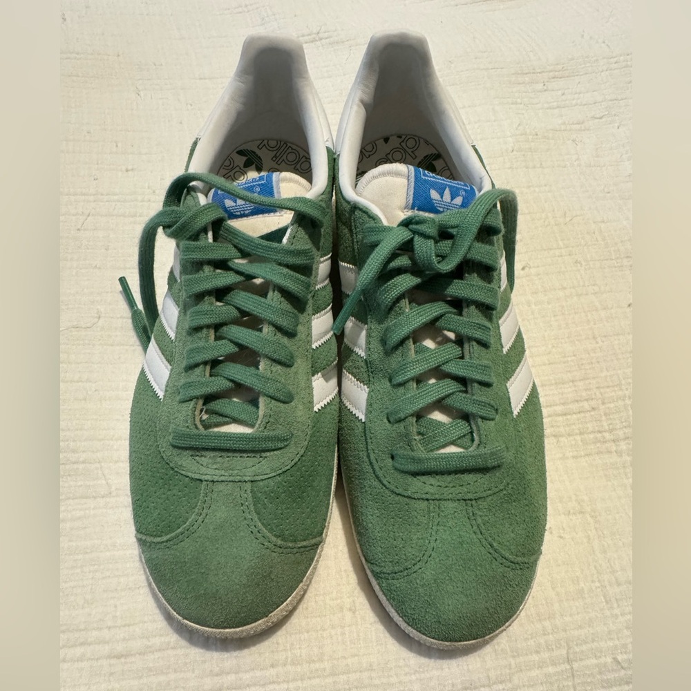 Size 7.5 Green Adidas Gazelles